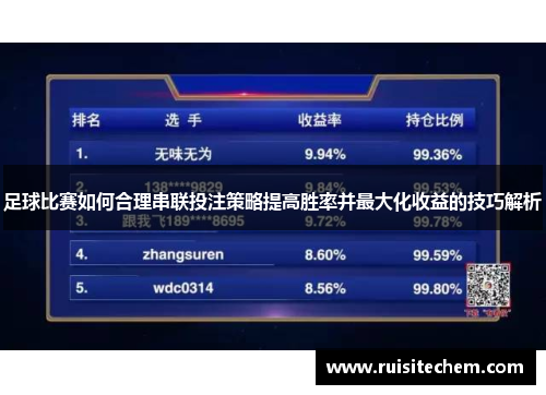 足球比赛如何合理串联投注策略提高胜率并最大化收益的技巧解析